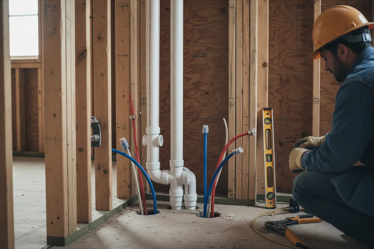 Drain and supply rough-in during Leak Detection in Grissom Arb